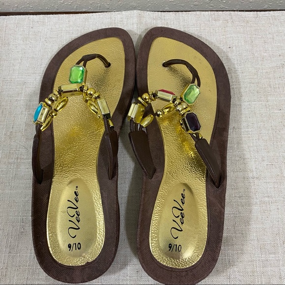 Flip flops Embellished 9/10 sandals Bling Bling Boho - Picture 4 of 4